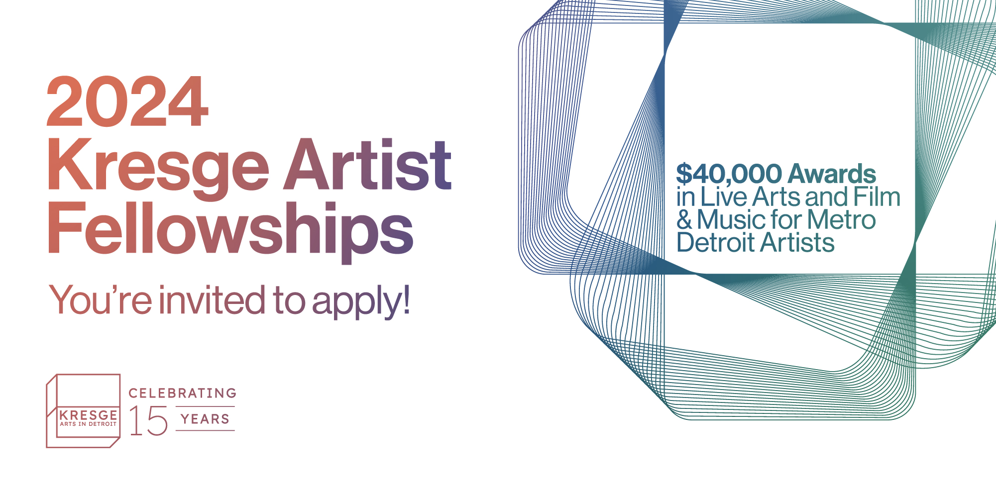 Promotional graphic for the 2024 Kresge Artist Fellowships application cycle