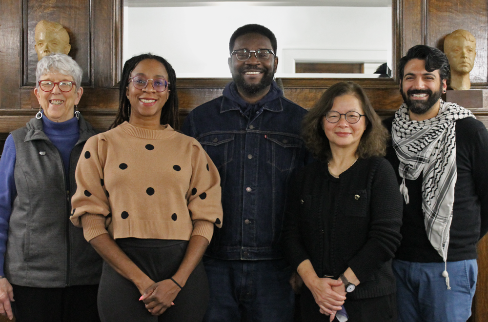 Group photo of the 2025 Kresge Eminent Artist panelists: Mame Jackson, Ryan Myers-Johnson, Vincent Chandler, Sharon Dow, and Dave Serio