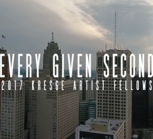 Promotional intro still of the 2017 Kresge Artist fellowship feature length film titled "Every Given Second"