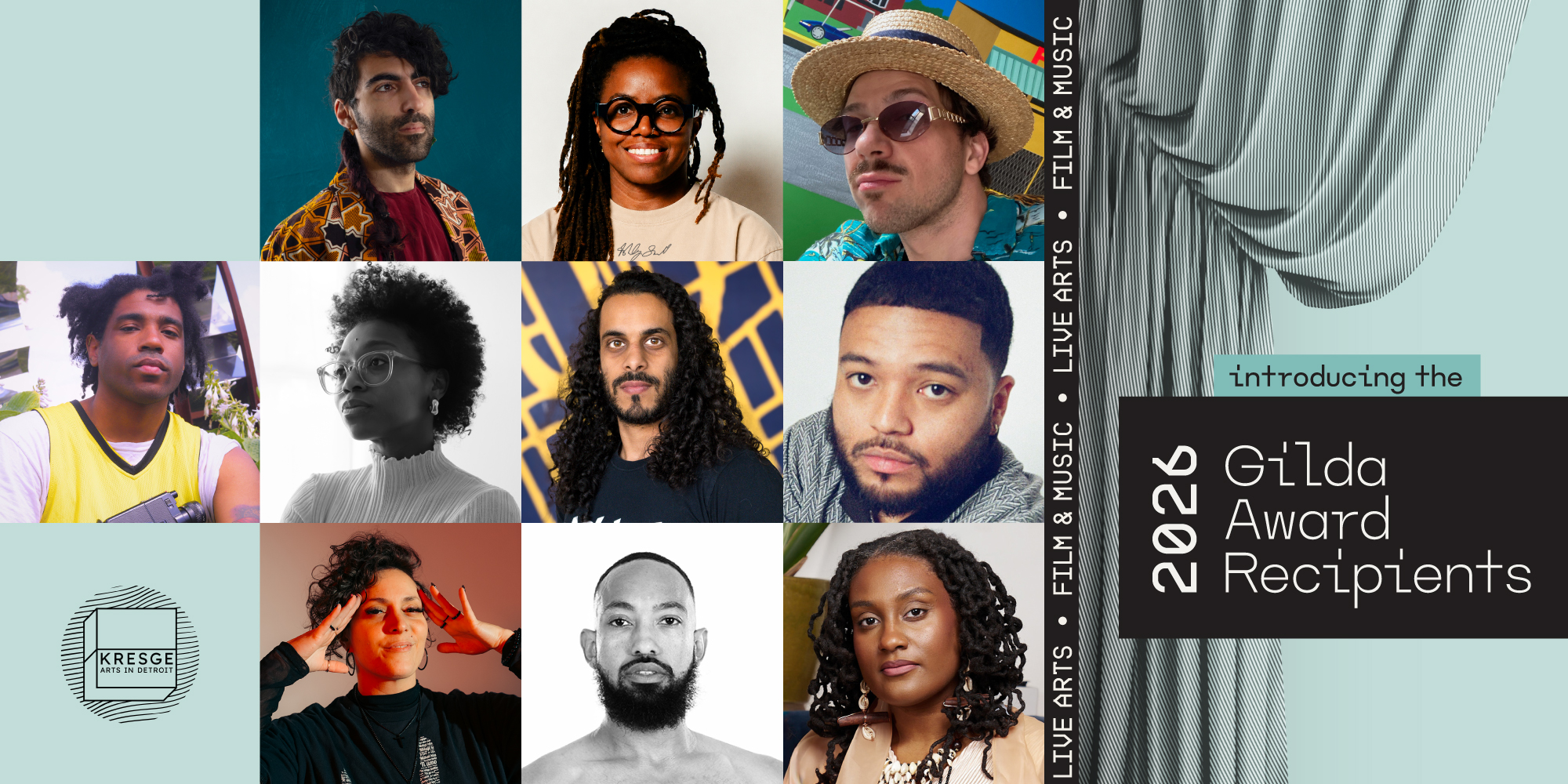 Announcement graphic featuring photos of the 2026 Gilda Award recipients