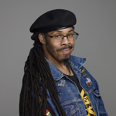 Portrait of 2026 Kresge Artist Fellow Maurice "Pirahnahead" Herd photographed by Jenny Risher