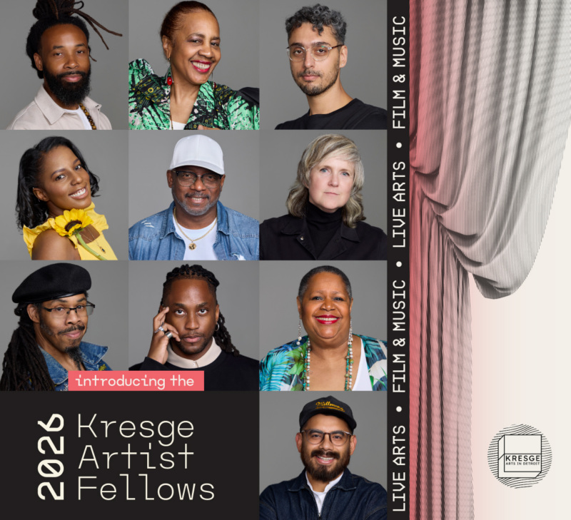 Announcement graphic featuring photos of the 2026 Kresge Artist Fellows