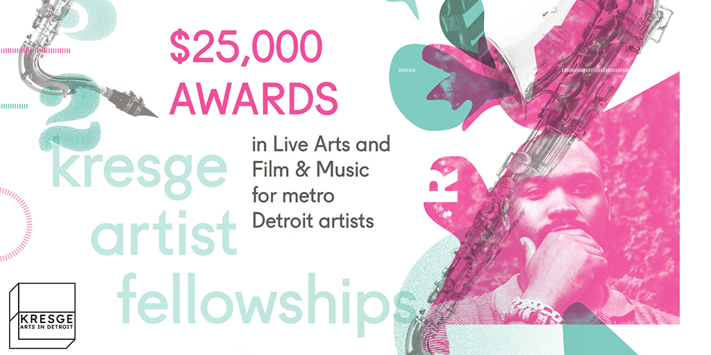 Graphic promoting the 2022 Kresge Artist Fellowship application