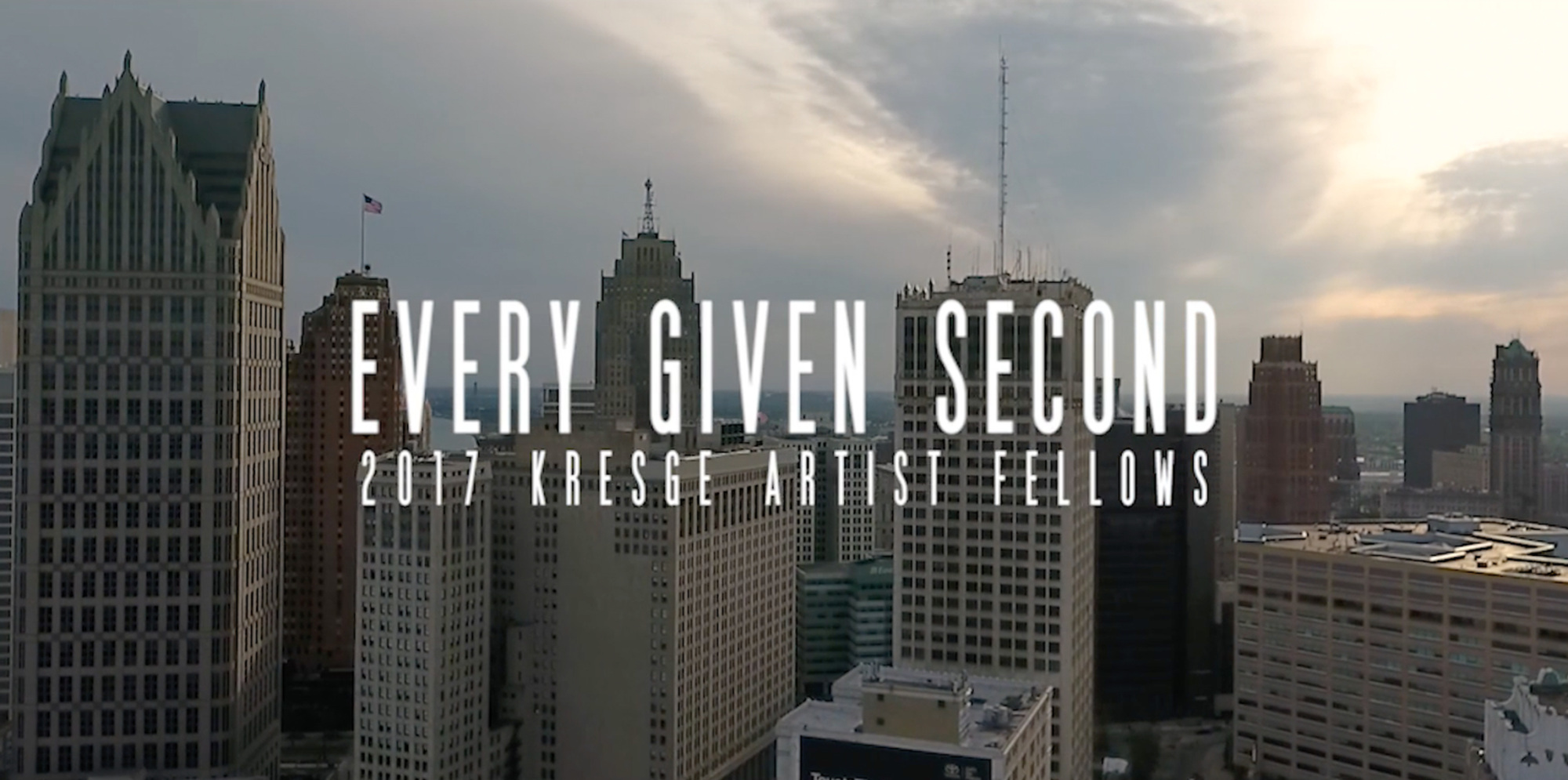 Promotional intro still of the 2017 Kresge Artist fellowship feature length film titled "Every Given Second"