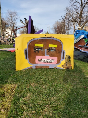 Tyree Guyton, Speaking in my Ear, Paint on Aluminum, 2013